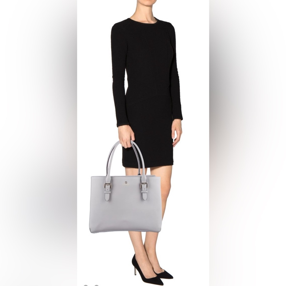 •KATE SPADE•NWOT CLIFF GRAY COVE STREET ARIEL LEATHER DOUBLE STRAP HANDBAG TOTE
